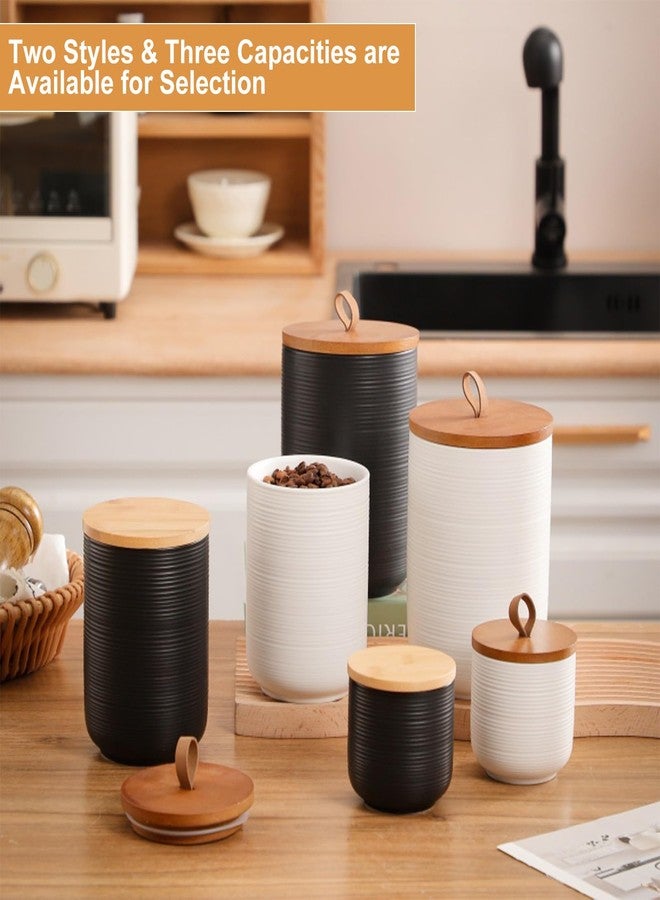 Simcat Ceramic Canister Set Kitchen Airtight Food Storage Jar with Bamboo Lids Coffee Sugar Tea Storage Containers (Little black-8.8oz) - Image 4